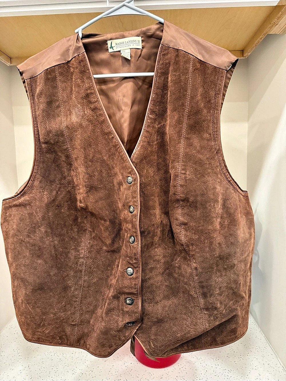 Vintage 1990’s- Marsh Landing II Brown Leather Vest Size 3X